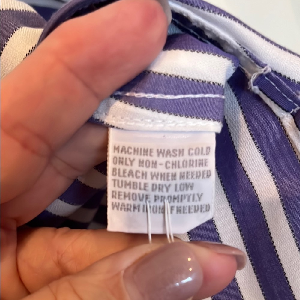 # Foxcroft Sz 8 Blue & White Striped Button Down Shirt - Picture 3 of 4